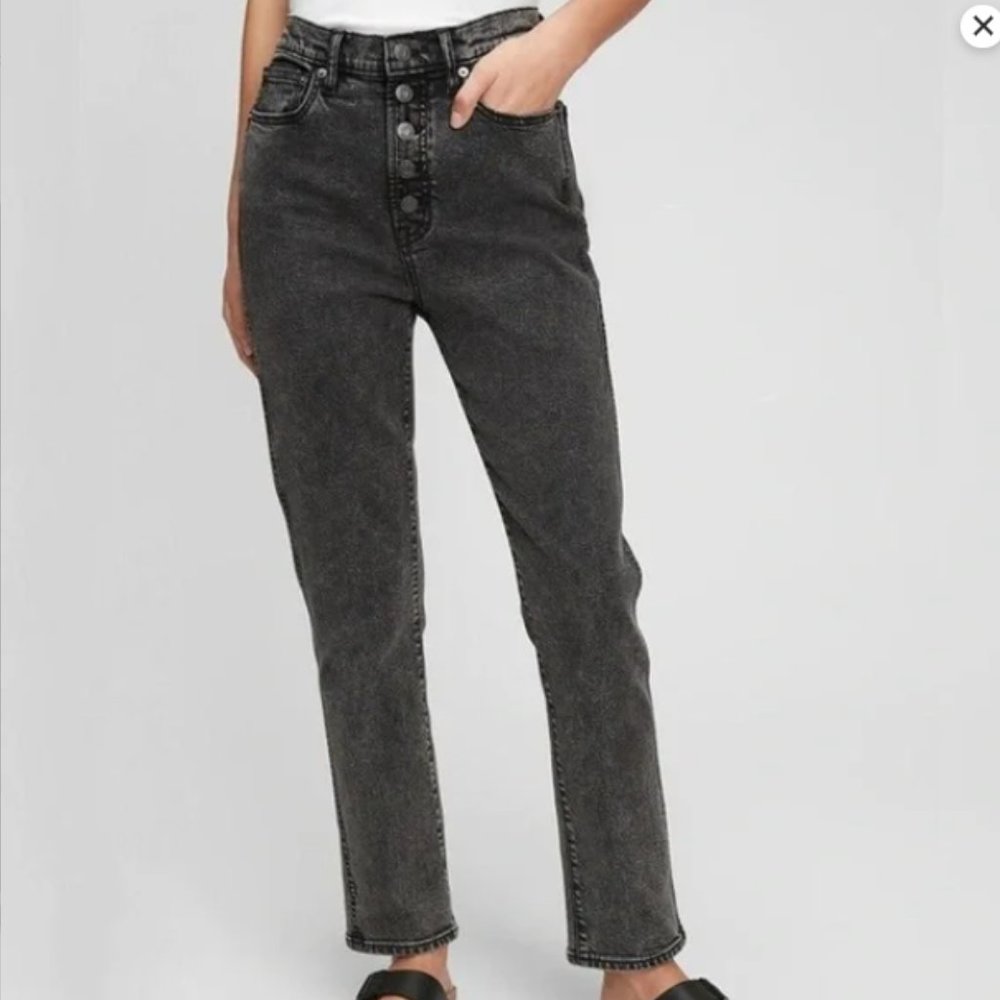 Relaxed GAP Factory Women's Size 31 High Rise Button Fly Slim Jeans in Black